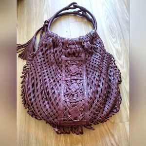 LOCKHEART (RARE) WOVEN LEATHER TASSELED VINTAGE Y2K SHOULDER BAG GORGEOUS LUXURY
